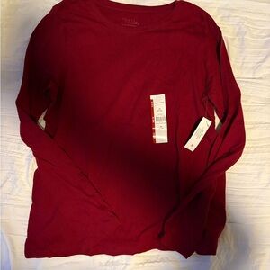 Time and Tru Long Sleeve Crewneck Tunic in Wine Red